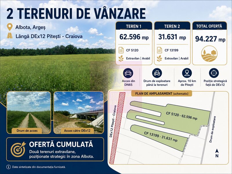Terenuri cu potential logistic si industrial, Albota, Arges, langa DEx
